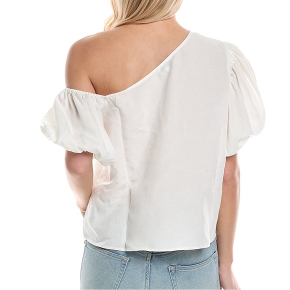 Crosby By Mollie Burch NWT White Asymmetrical Linen Palmer Top - Picture 2 of 6